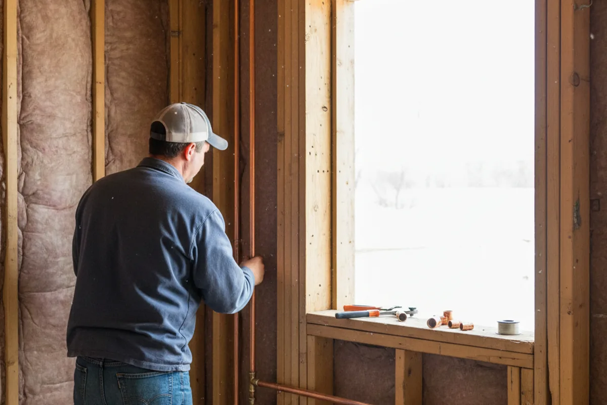 Licensed plumber running new copper supply lines in a Athol home