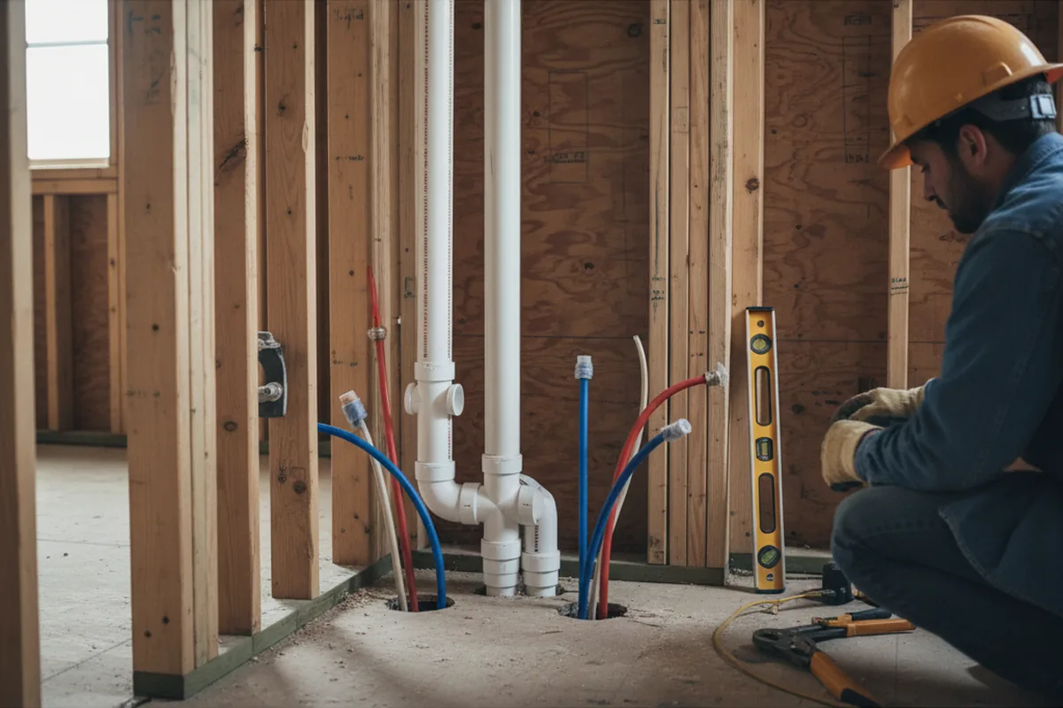 Drain and supply rough-in during Drain Cleaning in Athol