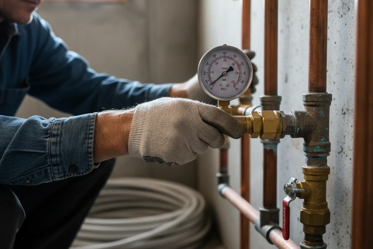 Pressure testing a repaired line during Water Line Repair in Athol